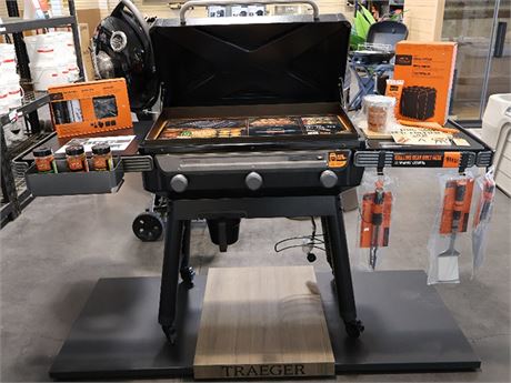 Traeger Flatrock 3-Zone Griddle and Accessories on KamloopsBids